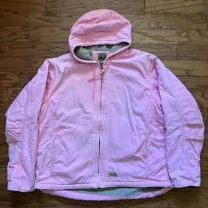 BERNE Girls Sherpa Lined Winter Dusty Rose Hooded Canvas Work Coat 18/20